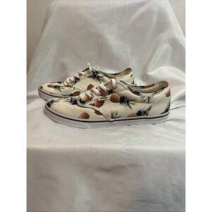 Vans Women's 7 Atwood Low Pineapple Print Cream Yellow Green White Sole Excellen